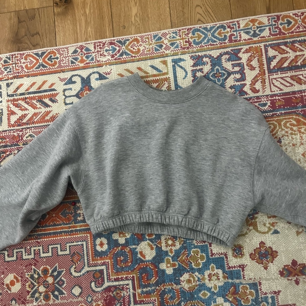 Alo cropped gray crewneck